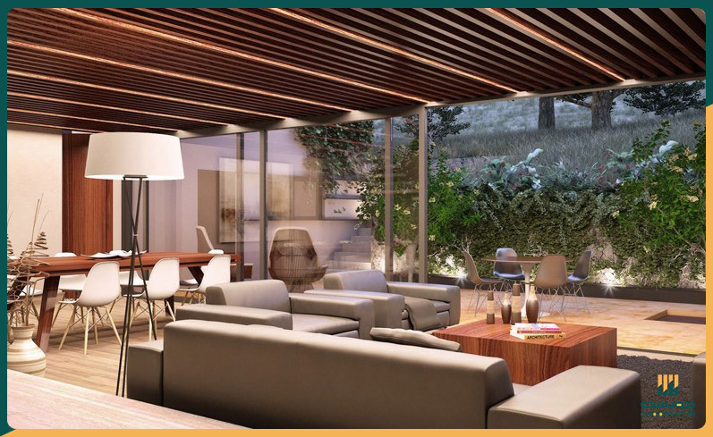 سقف کاذب چوبی برای پذیرایی 4 سقف کاذب چوبی برای پذیرایی