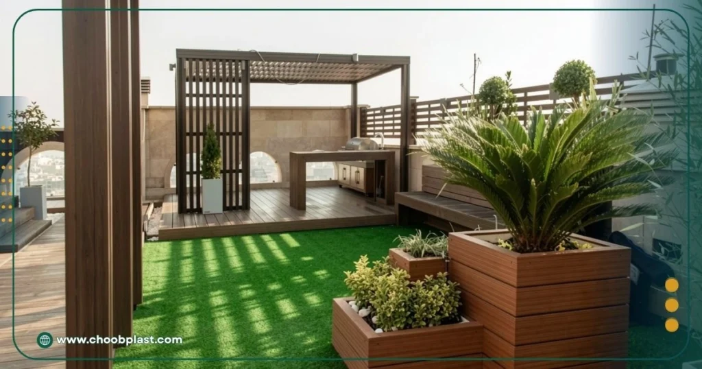 نمونه بام اجرا شده با چوب پلاستیک