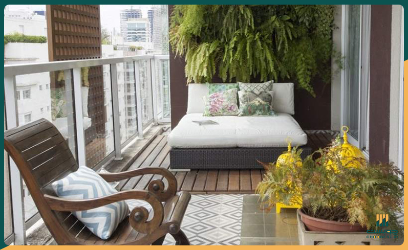 پوشاندن بالکن با چوب