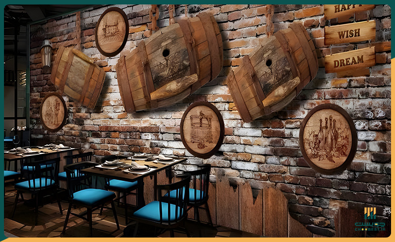 دیوارپوش دکور کافی شاپ چوبی