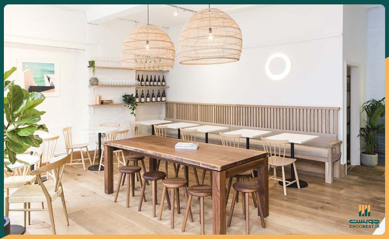 رنگ در دکور کافی شاپ چوبی