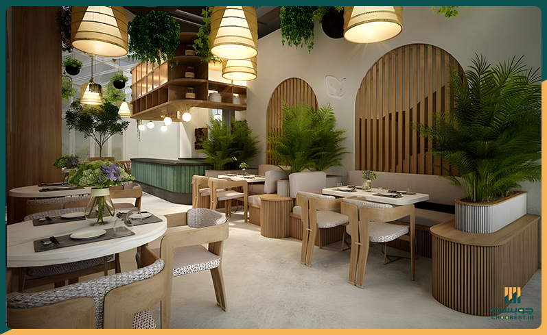 رنگ دکور کافی شاپ چوبی