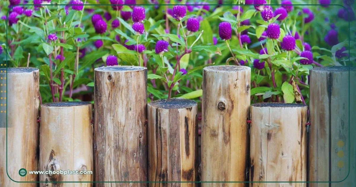اجرای چوب طبیعی بلا استفاده در محوطه باغ سنتی