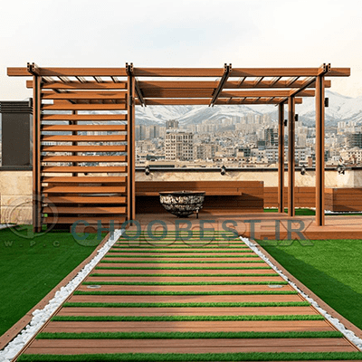 5-min پرگولا چوب پلاست مدل RP3 مشبک