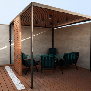 چوبست 55 پرگولا چوب پلاست مدل N5 با دیواره (ابعاد3*3)