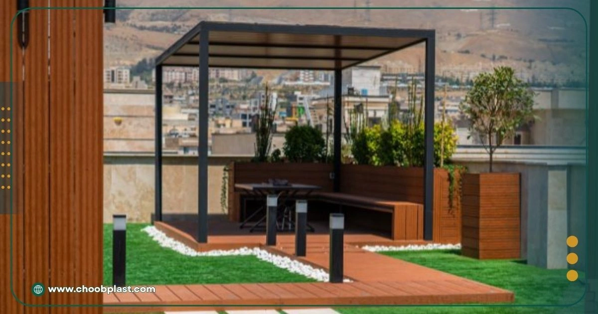 روف گاردن اجرا شده با چوب پلاستیک