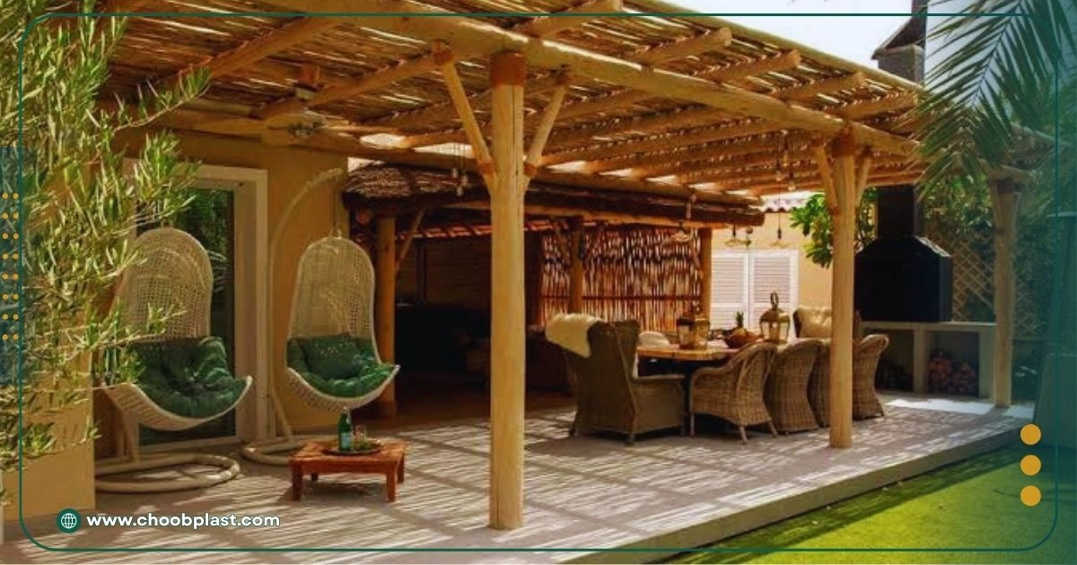 نمونه پرگولای اجرا شده با چوب طبیعی