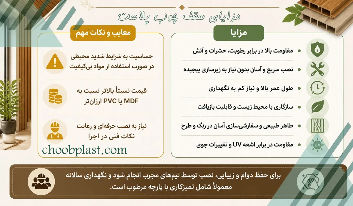 مزایای سقف چوب پلاست