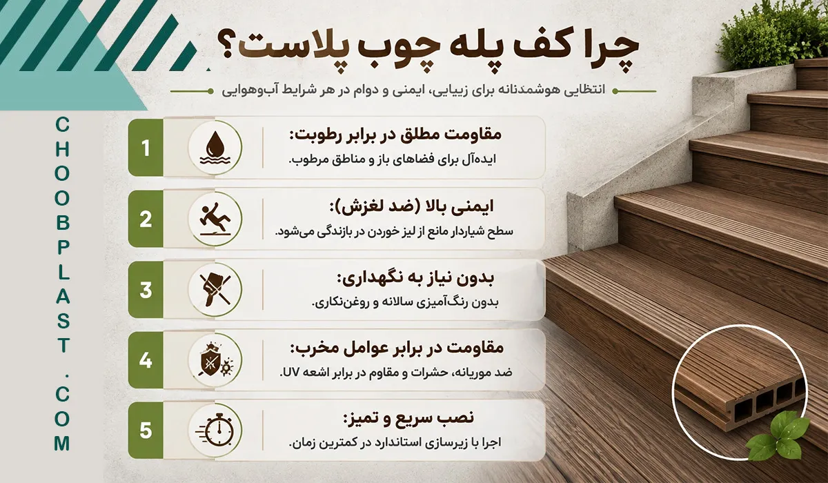 مزایای پله چوب پلاست